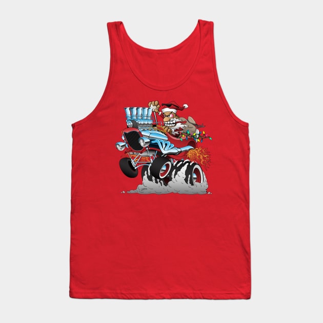 Hot Rod Santa Christmas Cartoon Tank Top by hobrath